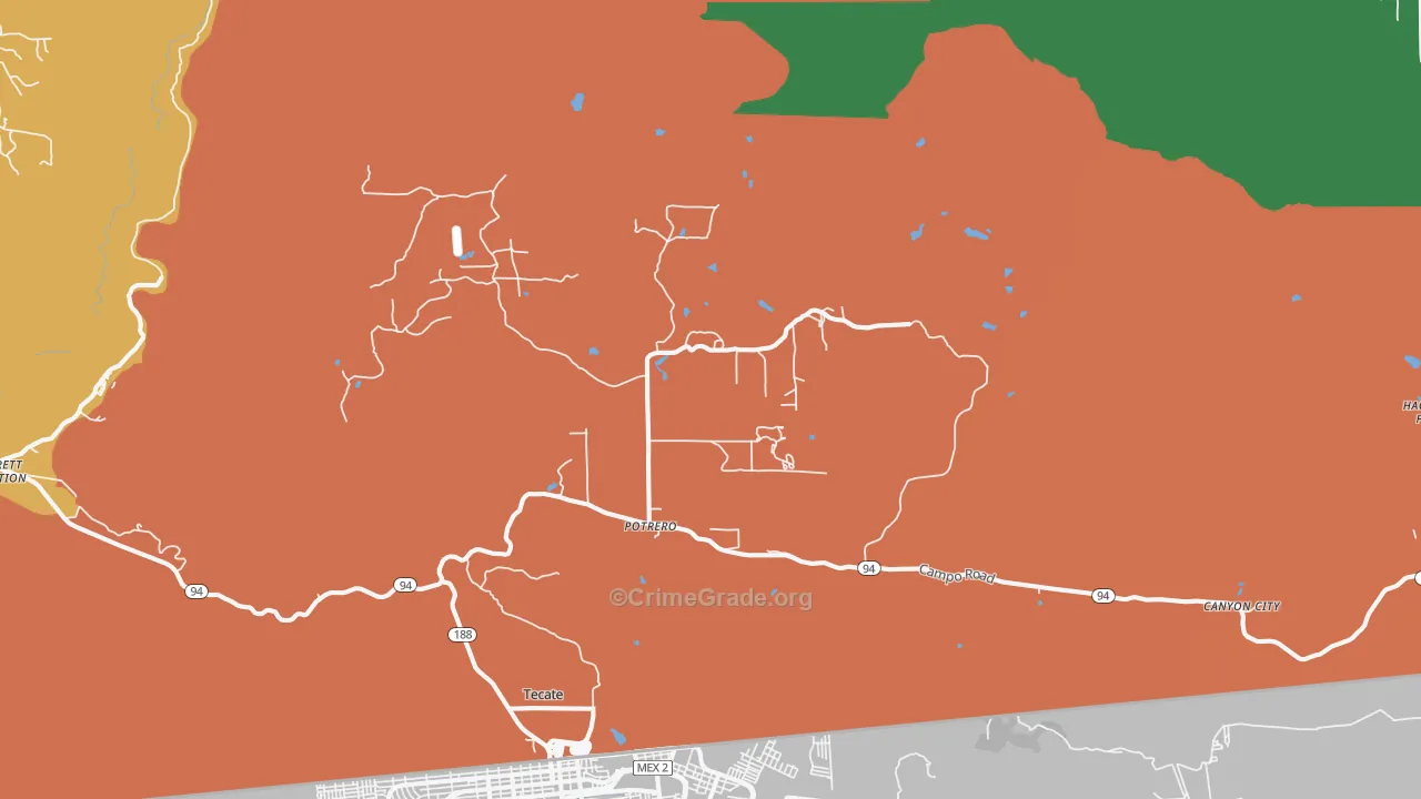Potrero, CA Map of Theft Rates