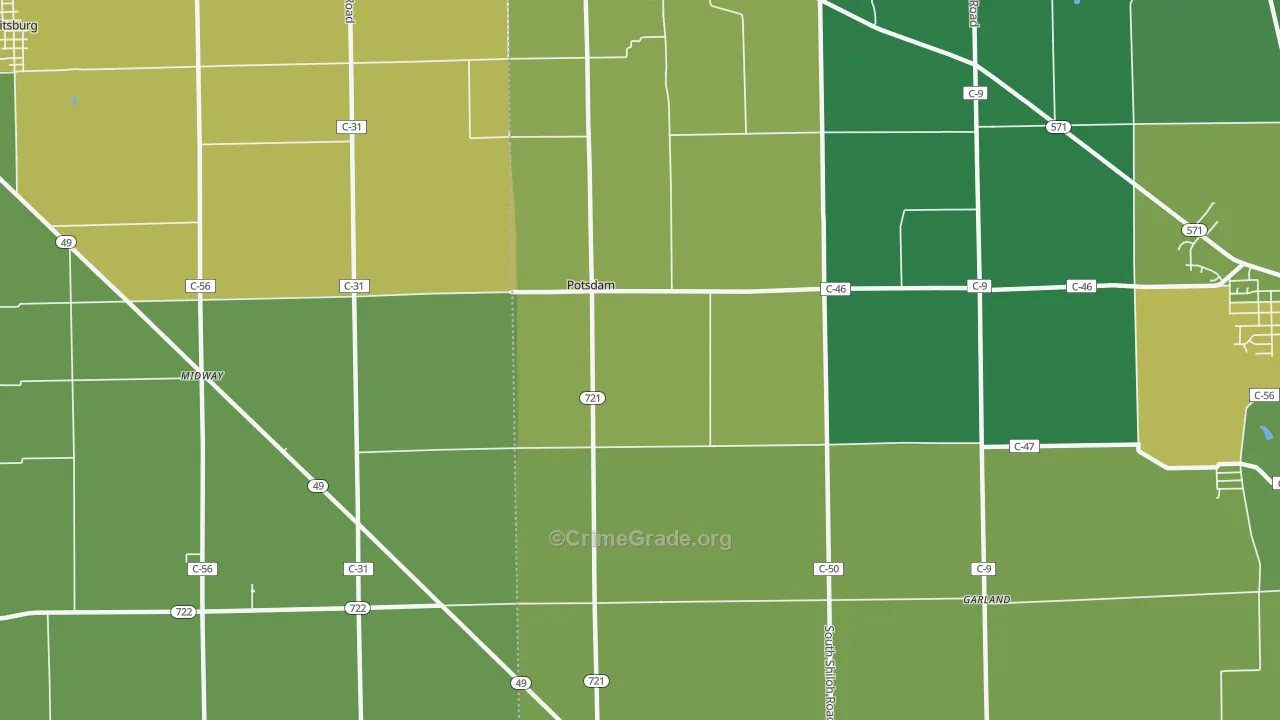 Potsdam, OH Map of Theft Rates