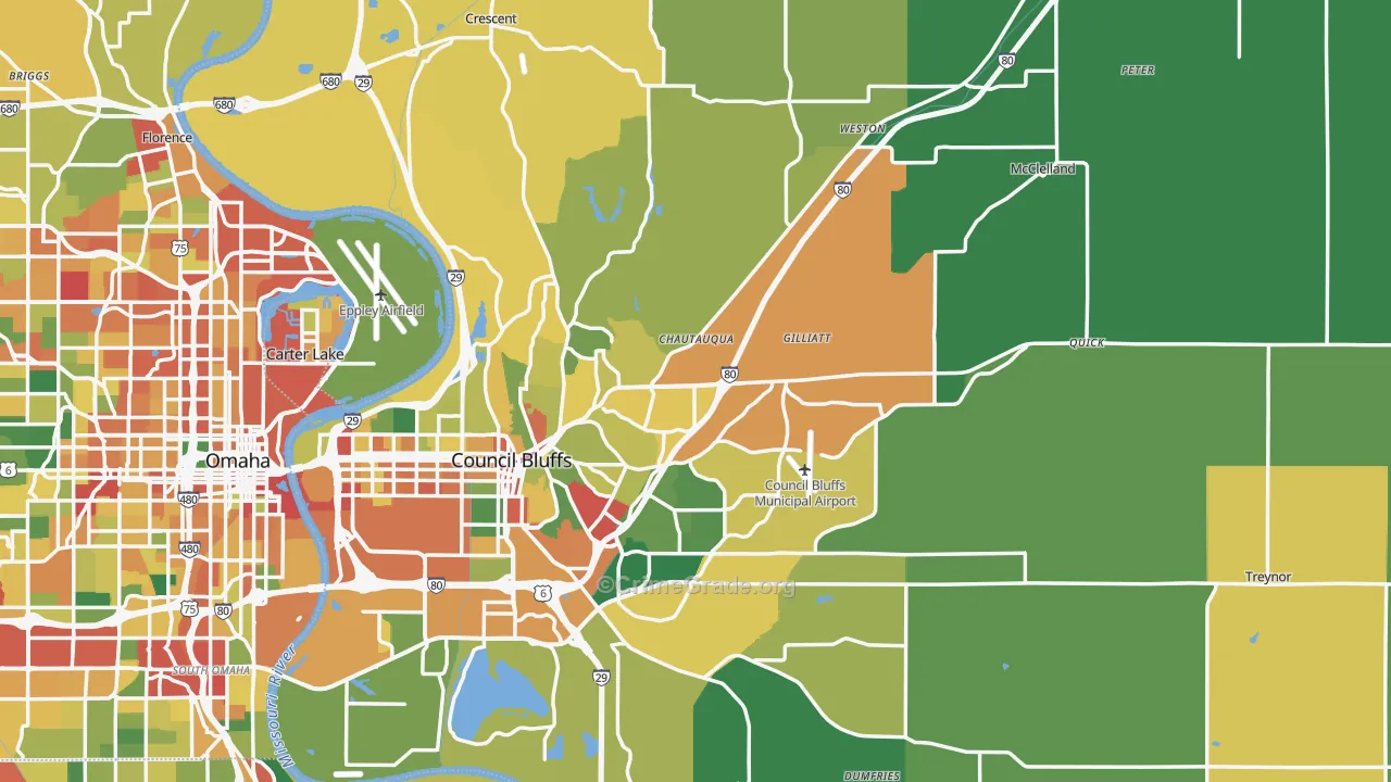 Pottawattamie County, IA Map of Theft Rates
