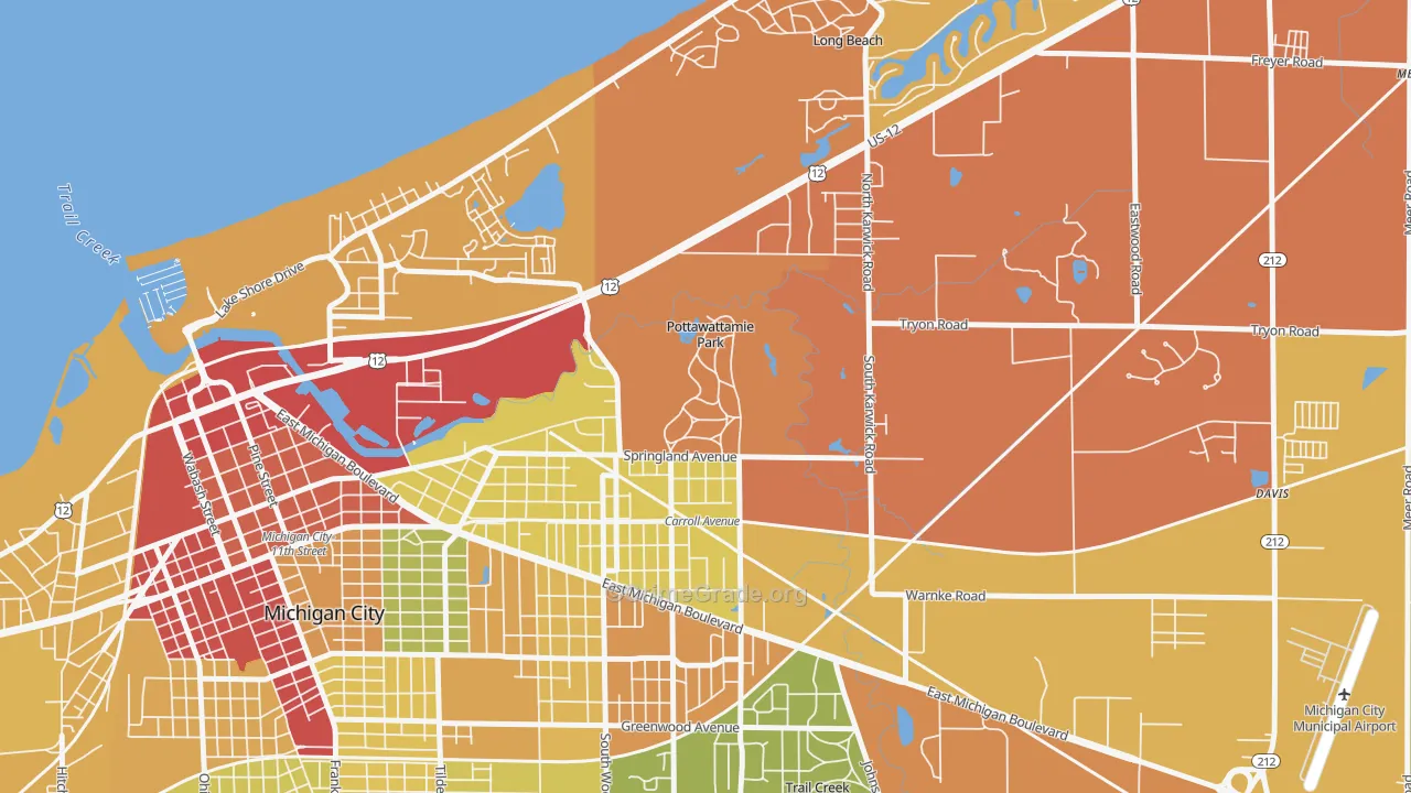 Pottawattamie Park, IN Map of Theft Rates