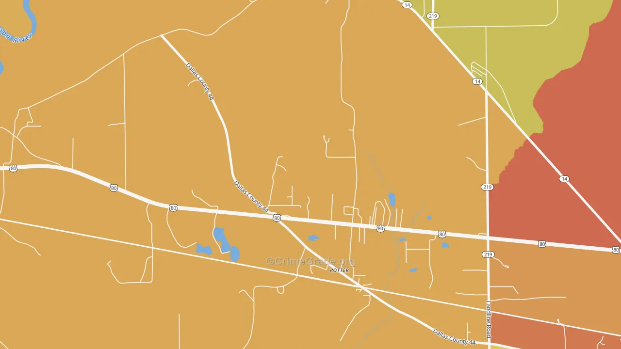 Potter, AL Map of Theft Rates