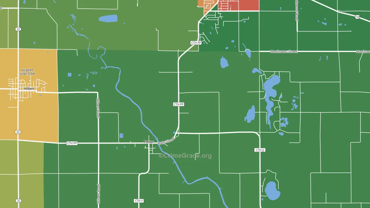 Potter, WI Map of Theft Rates