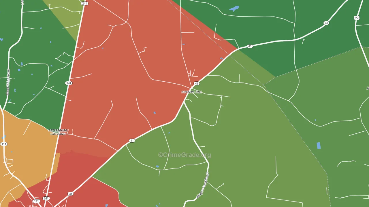 Potters Hill, NC Map of Theft Rates