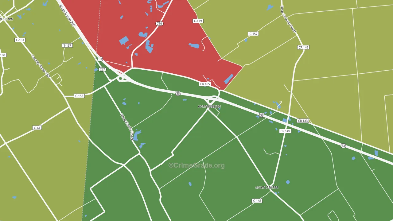Pottersburg, OH Map of Theft Rates