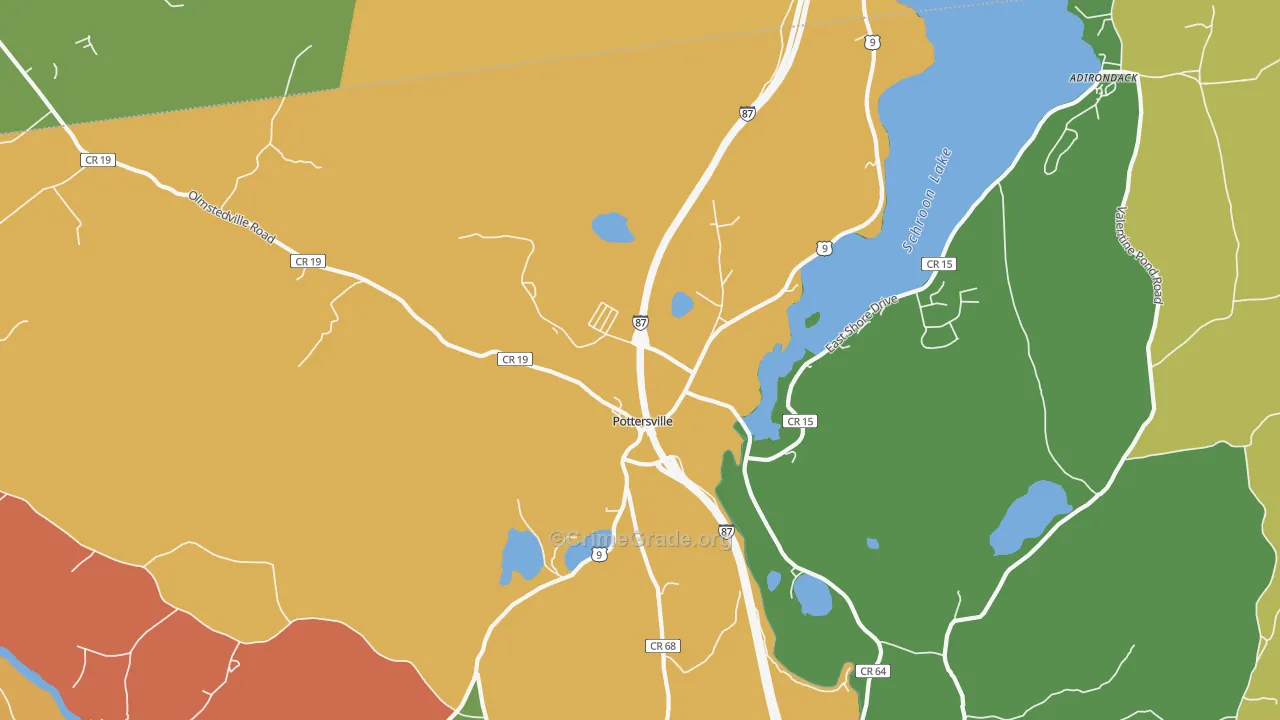Pottersville, NY Map of Theft Rates