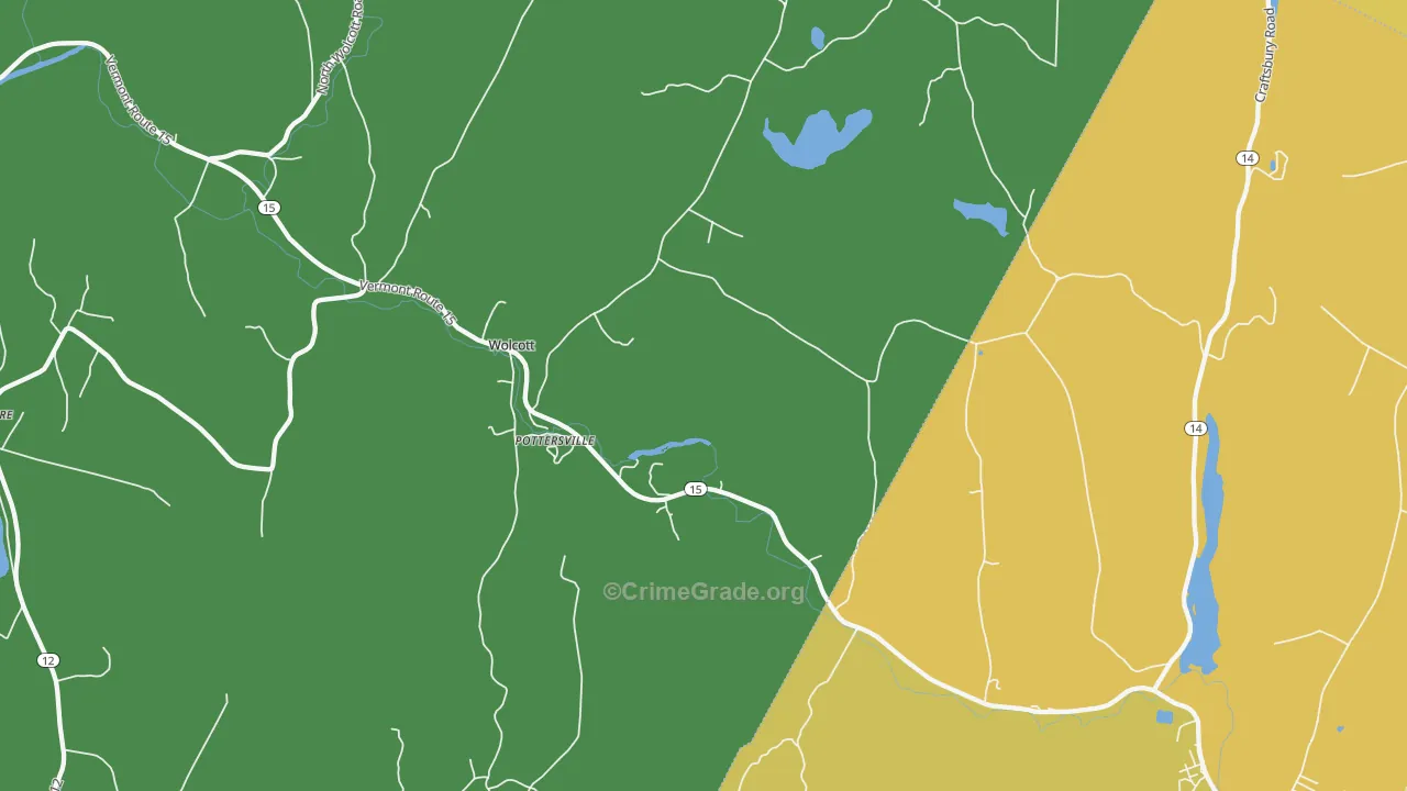 Pottersville, VT Map of Theft Rates