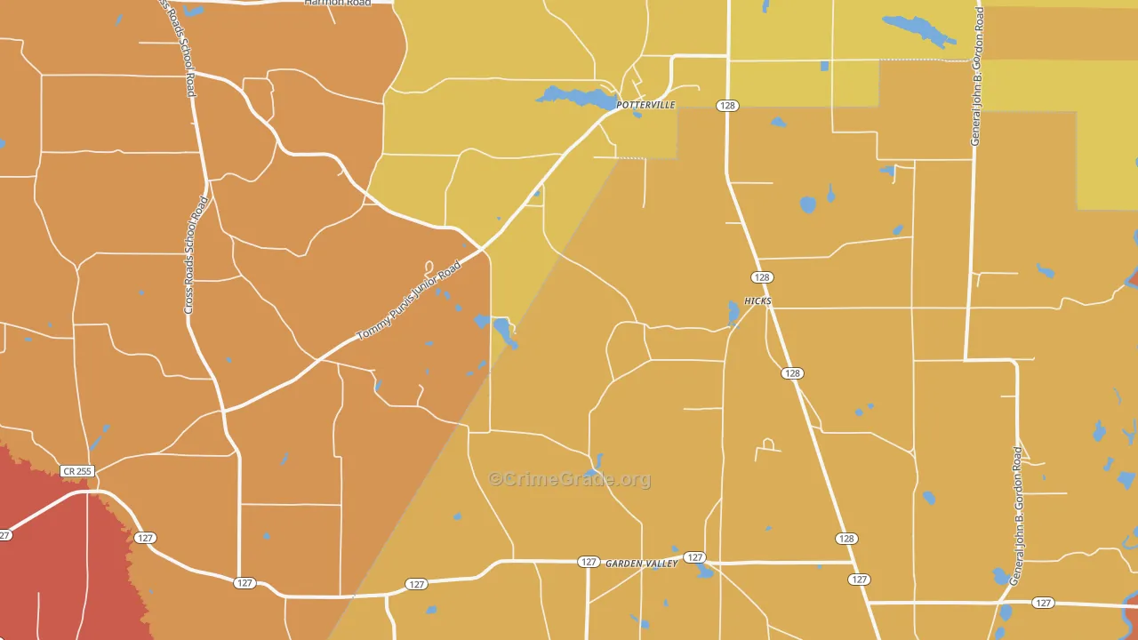 Potterville, GA Map of Theft Rates