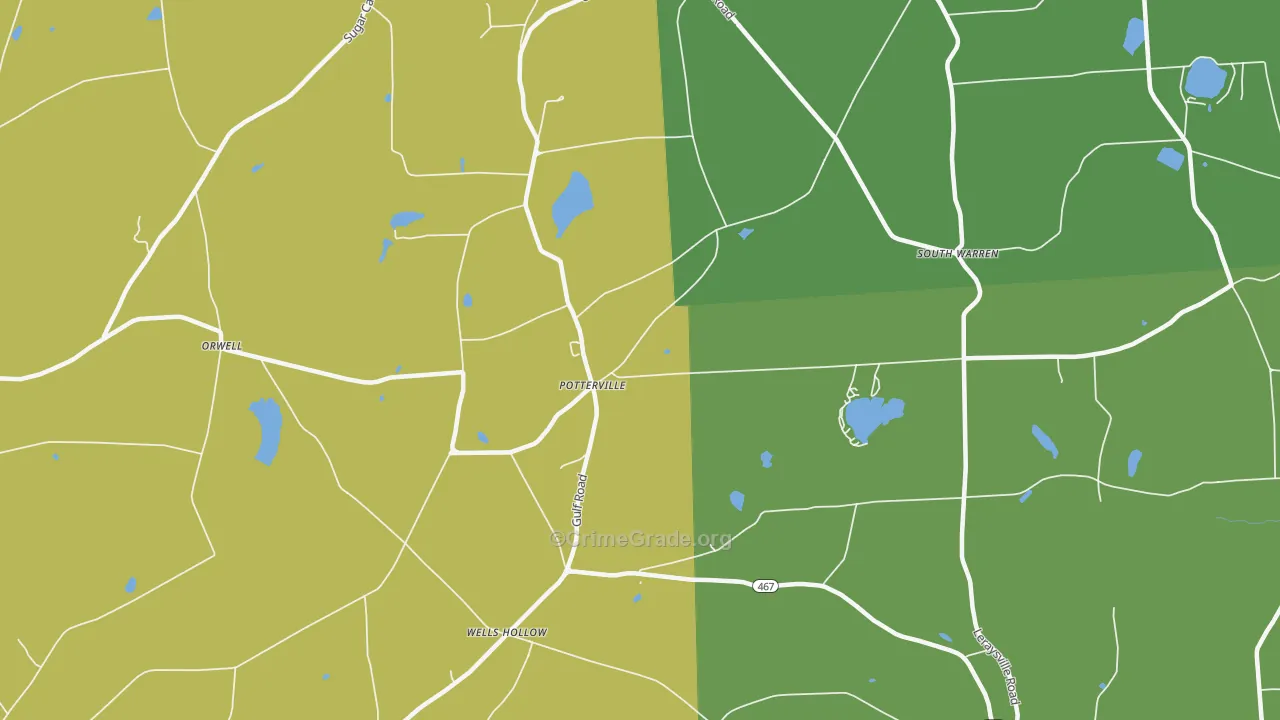Potterville, PA Map of Theft Rates