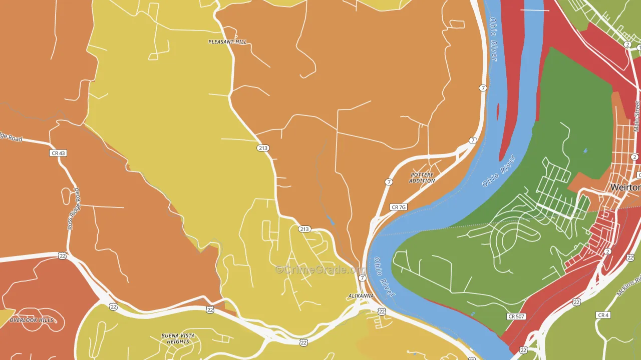 Pottery Addition, OH Map of Theft Rates