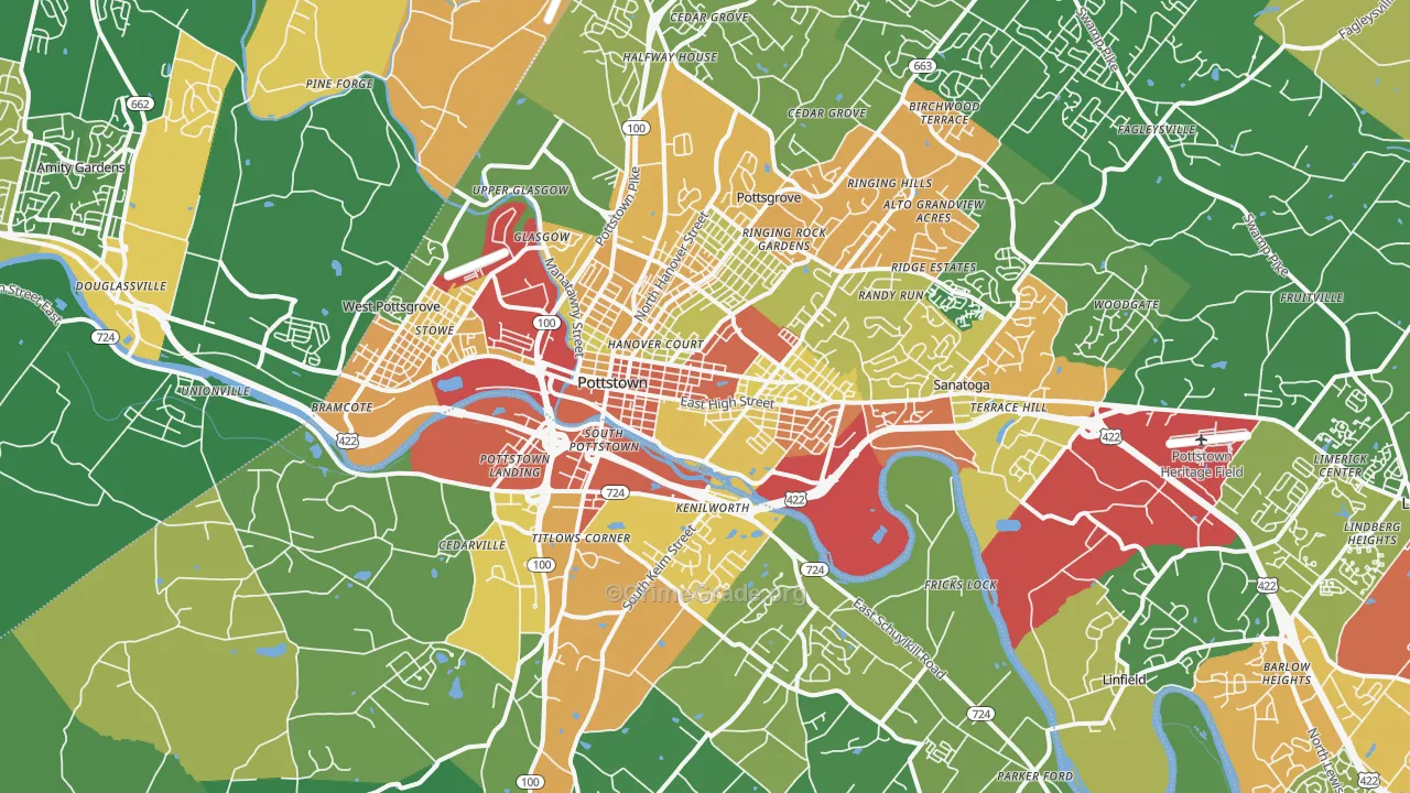 Pottstown, PA Map of Theft Rates