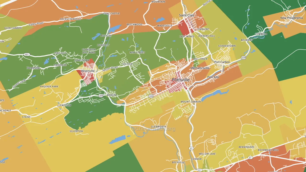 Pottsville, PA Map of Theft Rates