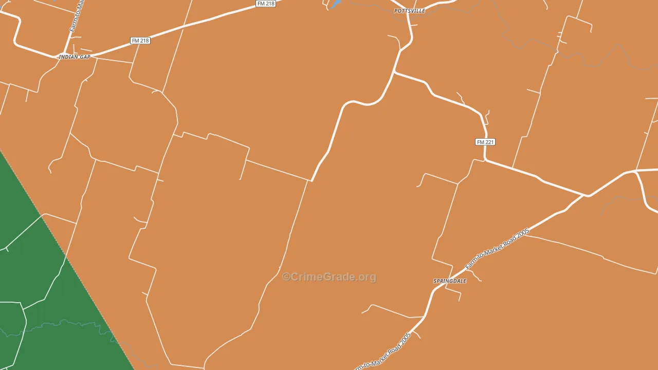 Pottsville, TX Map of Theft Rates