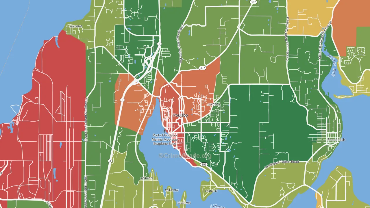Poulsbo, WA Map of Theft Rates