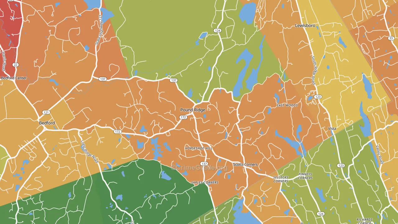 Pound Ridge, NY Map of Theft Rates