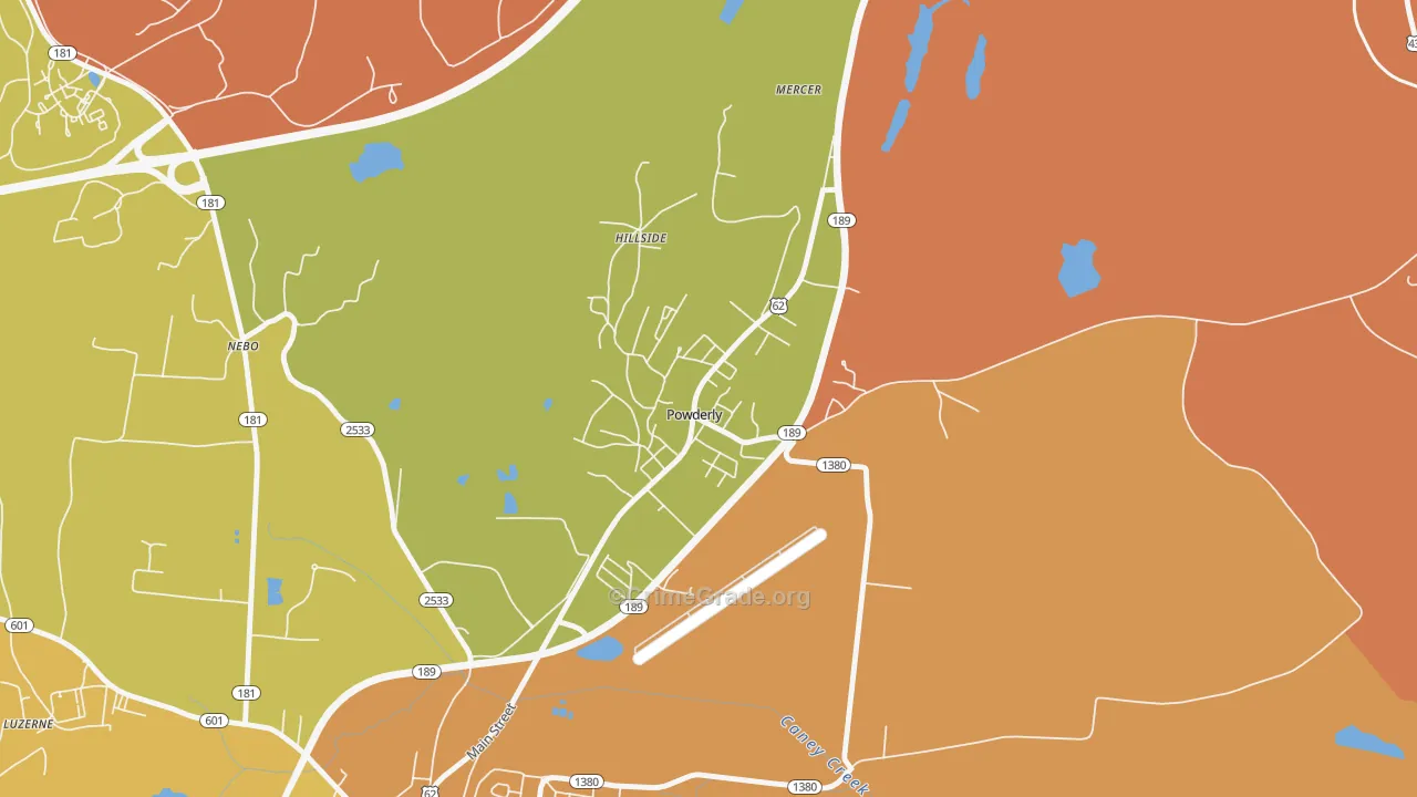 Powderly, KY Map of Theft Rates