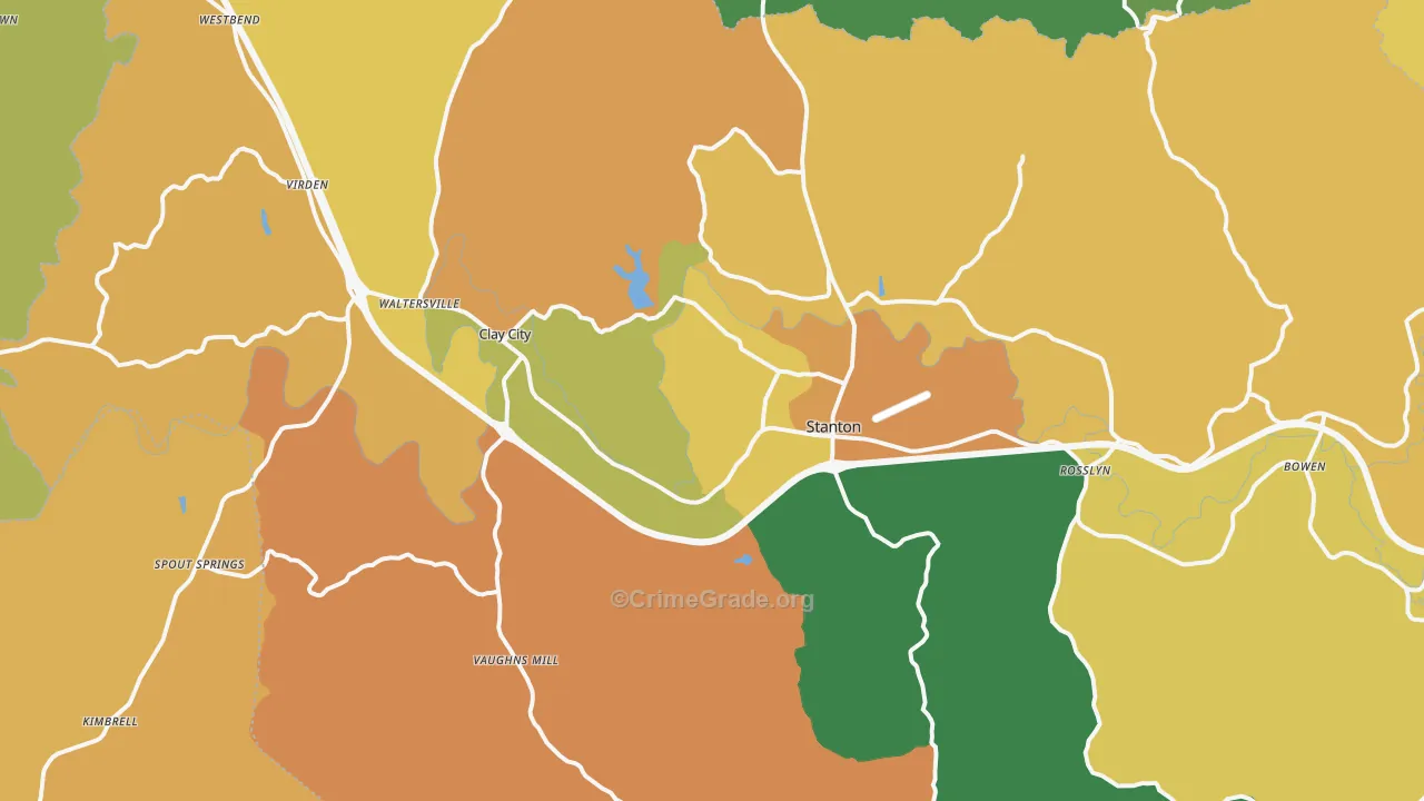 Powell County, KY Map of Theft Rates