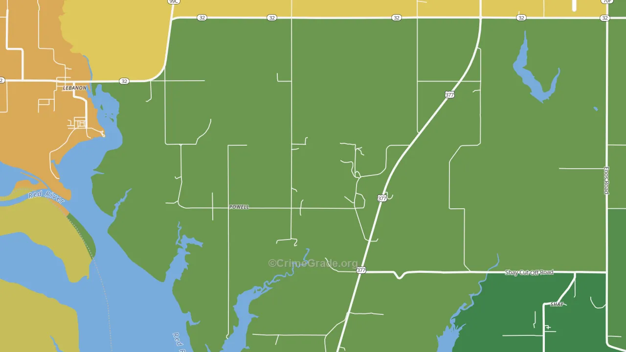 Powell, OK Map of Theft Rates