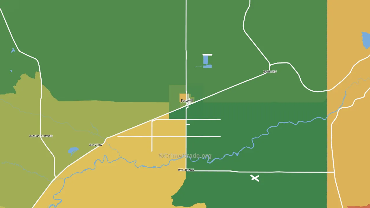 Powell, WY Map of Theft Rates