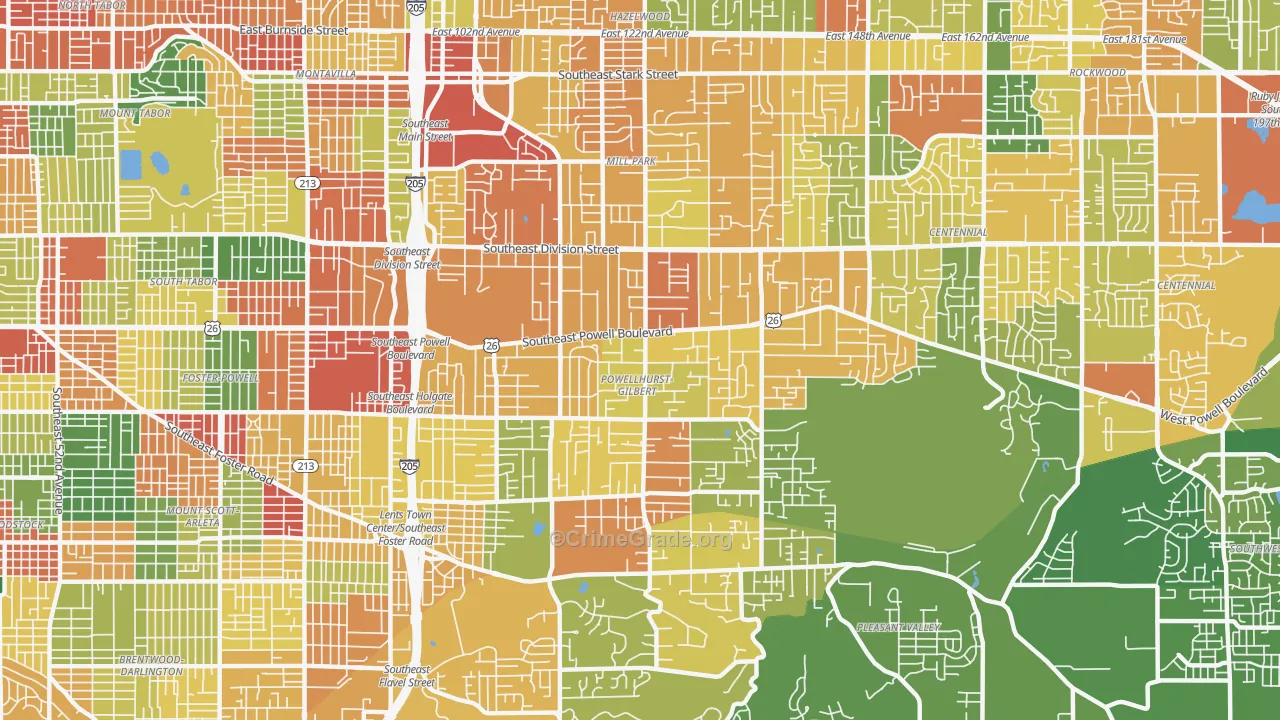 Powellhurst-Gilbert, Portland, OR Map of Theft Rates