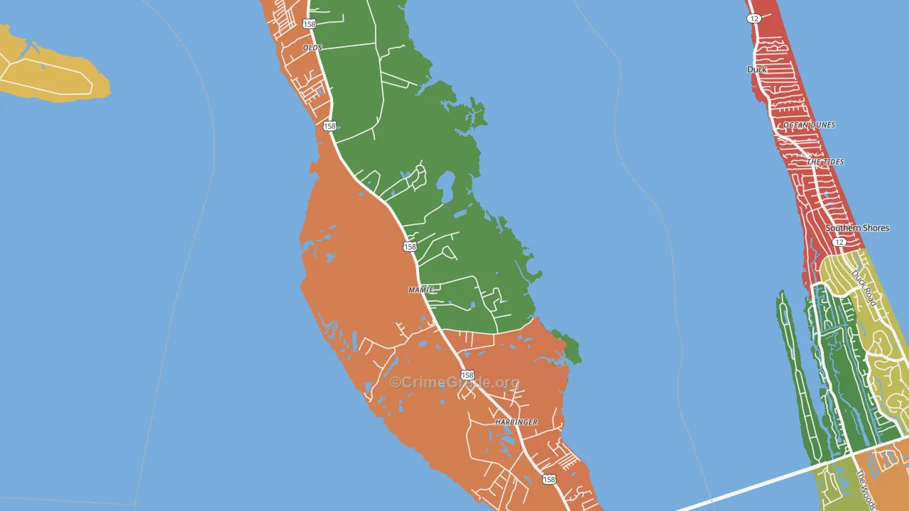Powells Point, NC Map of Theft Rates