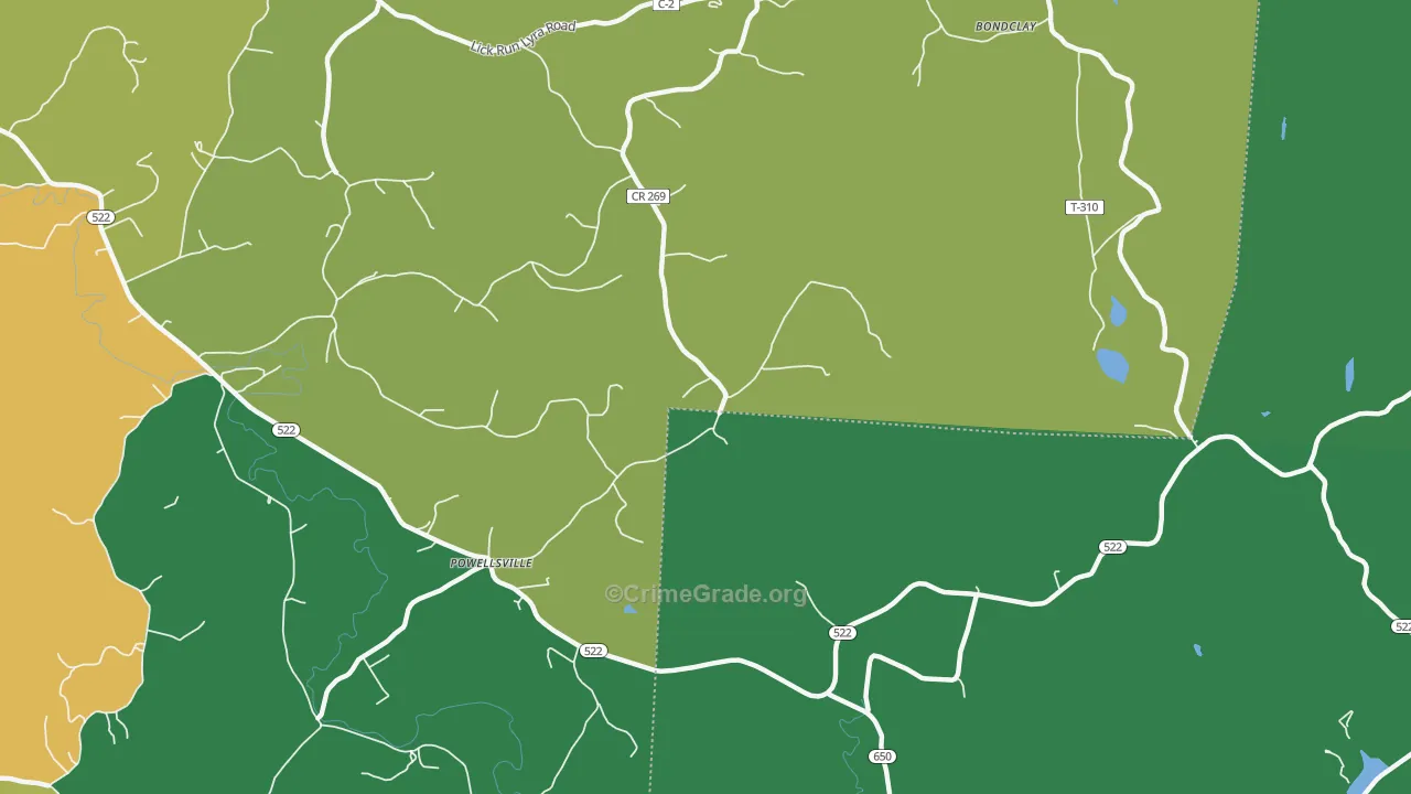 Powellsville, OH Map of Theft Rates