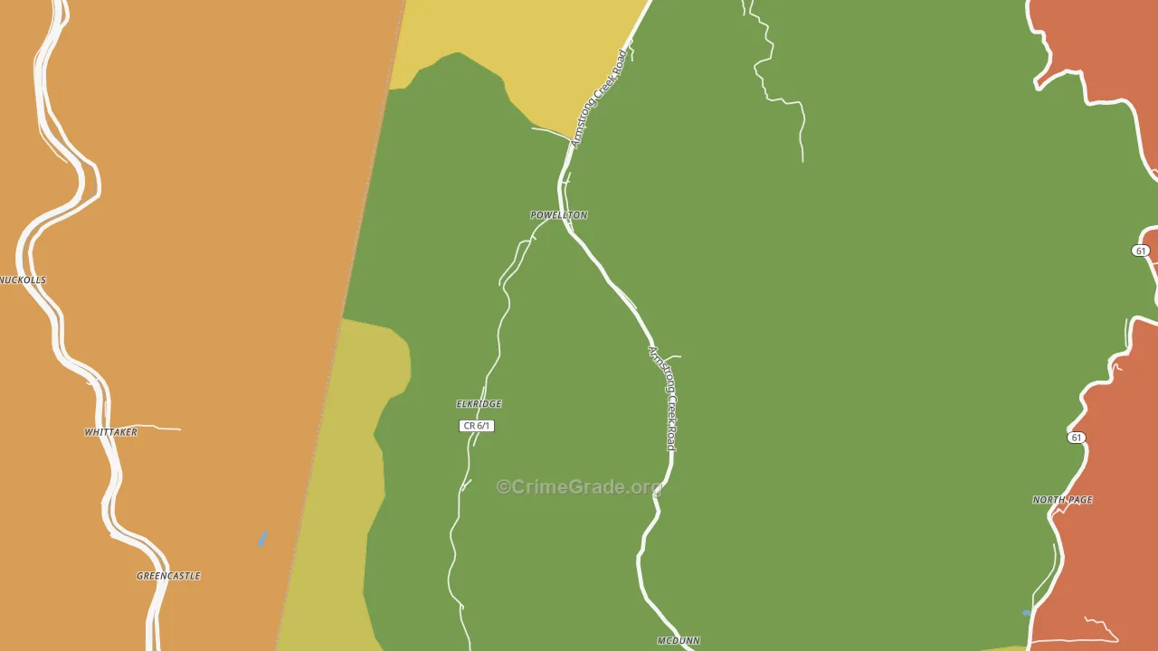 Powellton, WV Map of Theft Rates