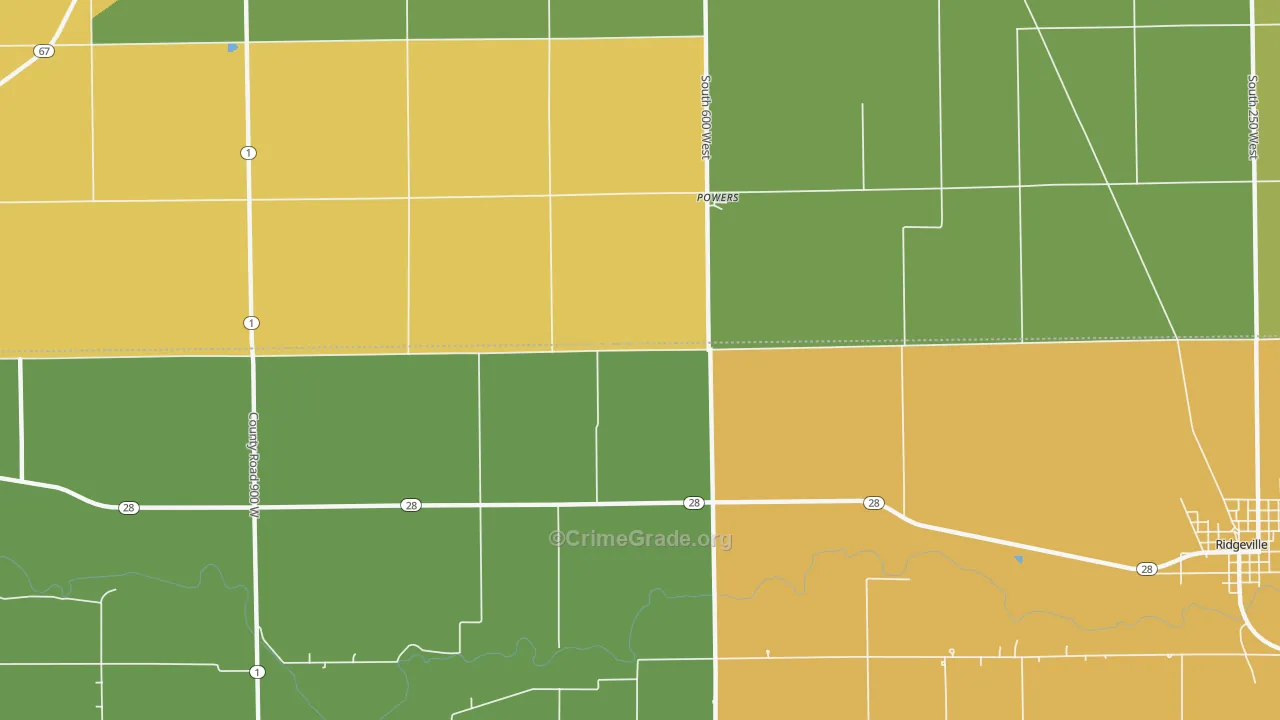 Powers, IN Map of Theft Rates