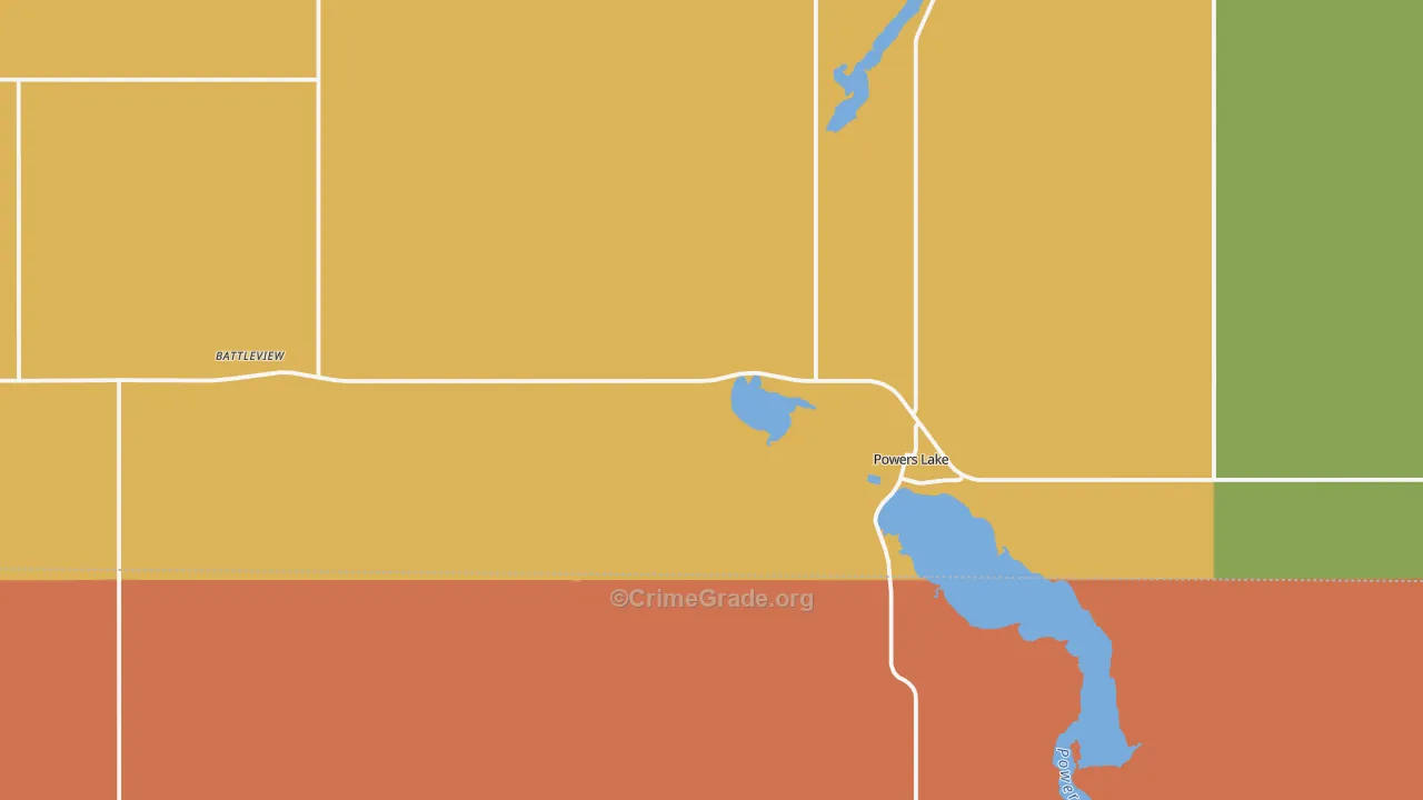 Powers Lake, ND Map of Theft Rates
