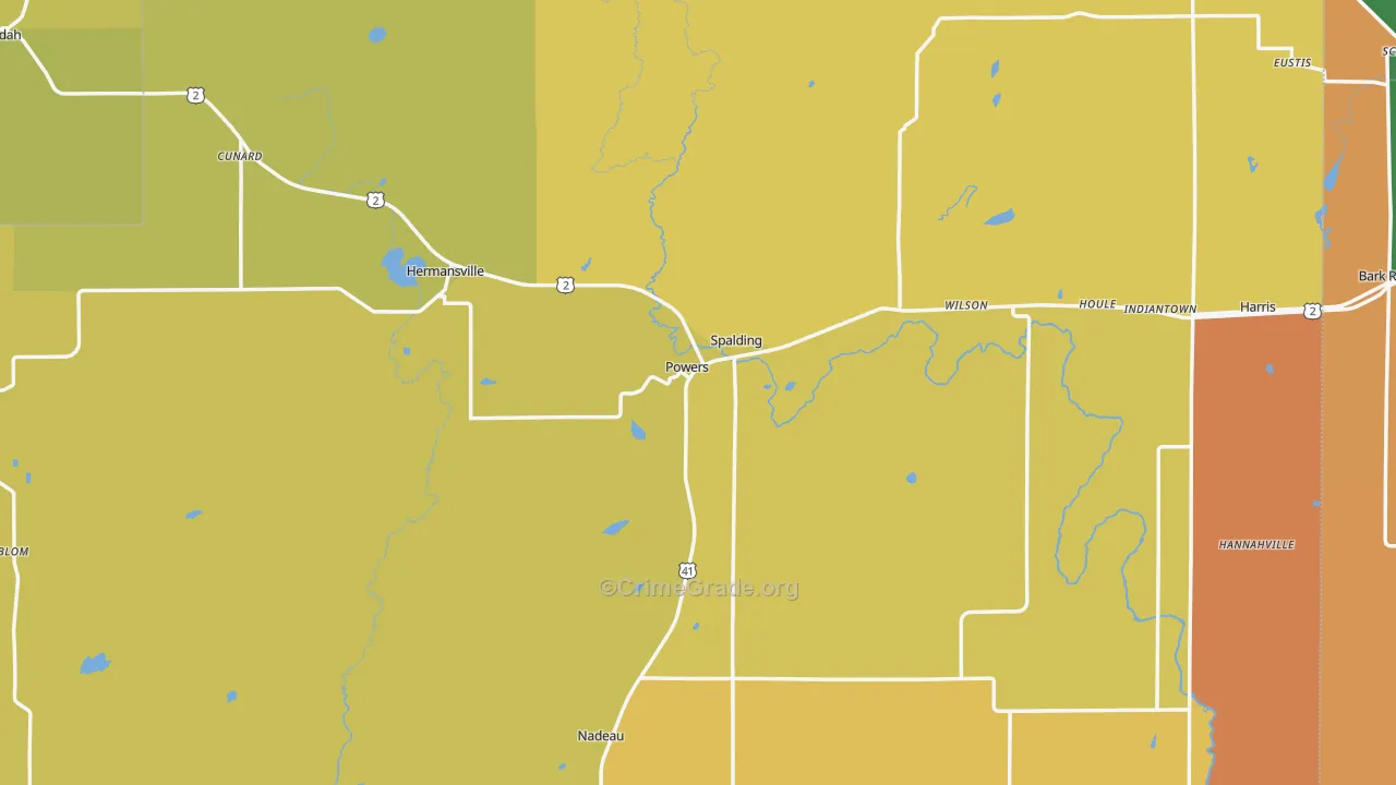 Powers, MI Map of Theft Rates