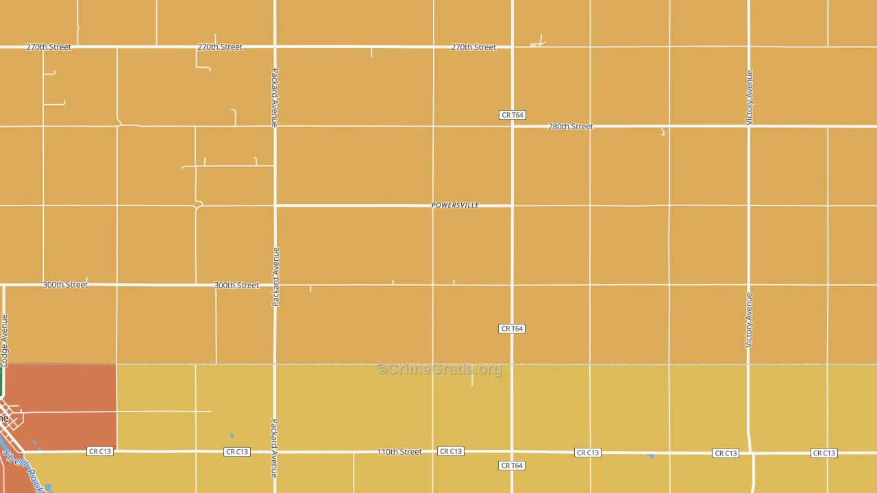Powersville, IA Map of Theft Rates