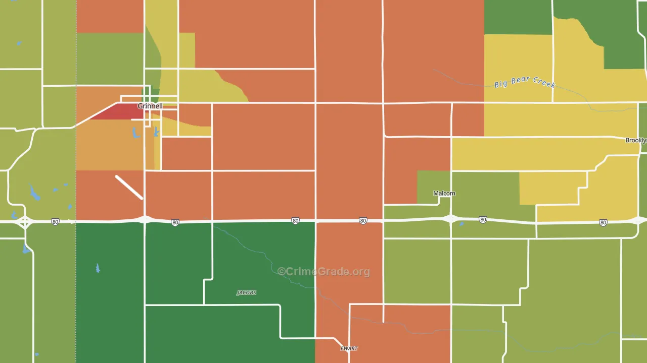Poweshiek County, IA Map of Theft Rates