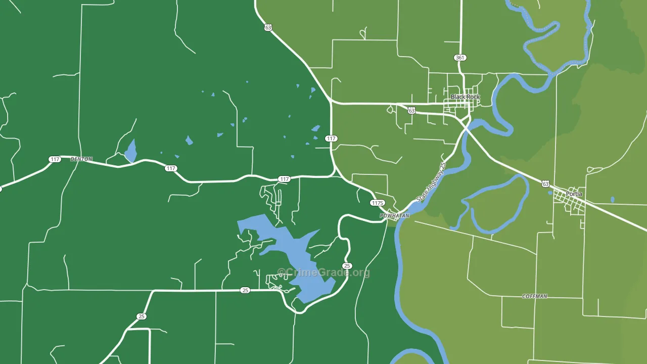 Powhatan, AR Map of Theft Rates