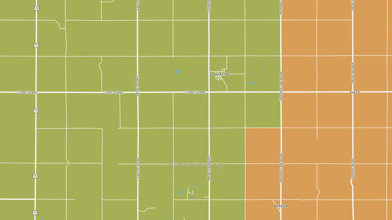 Powhattan, KS Map of Theft Rates