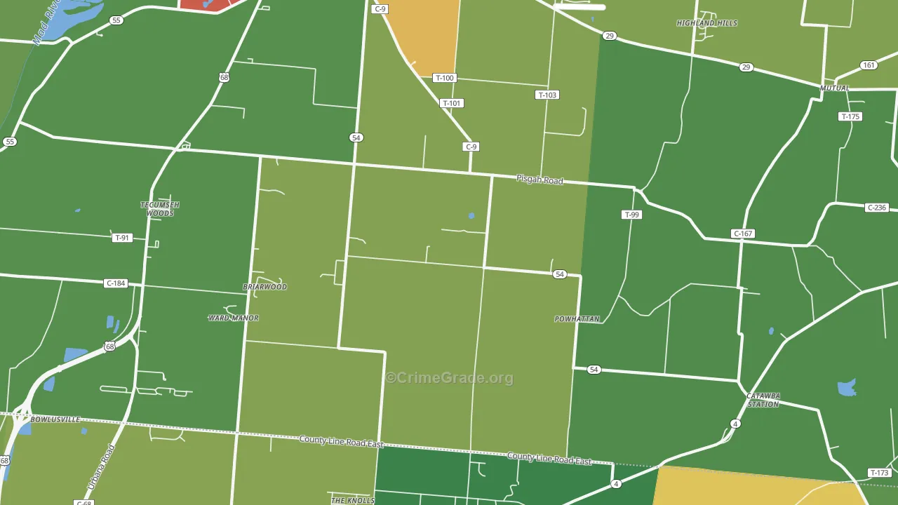 Powhatton, OH Map of Theft Rates
