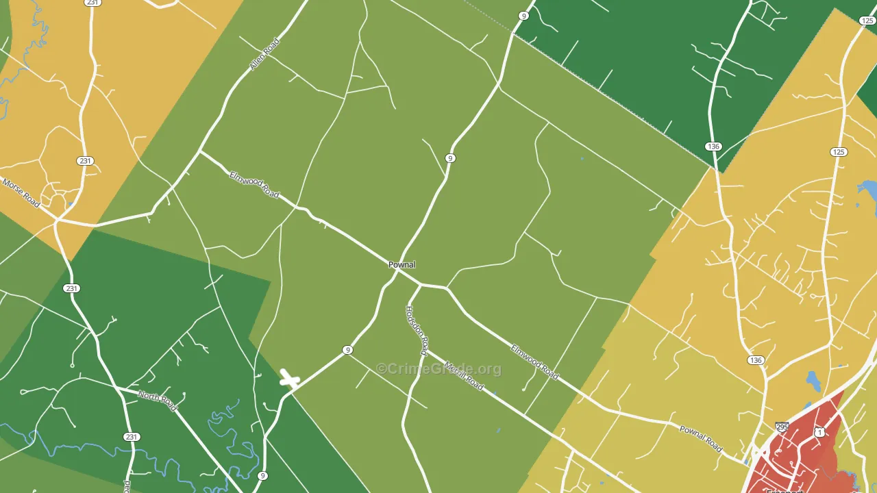 Pownal, ME Map of Theft Rates