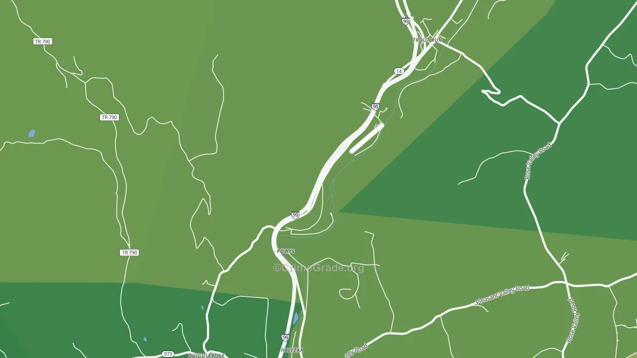 Powys, PA Map of Theft Rates