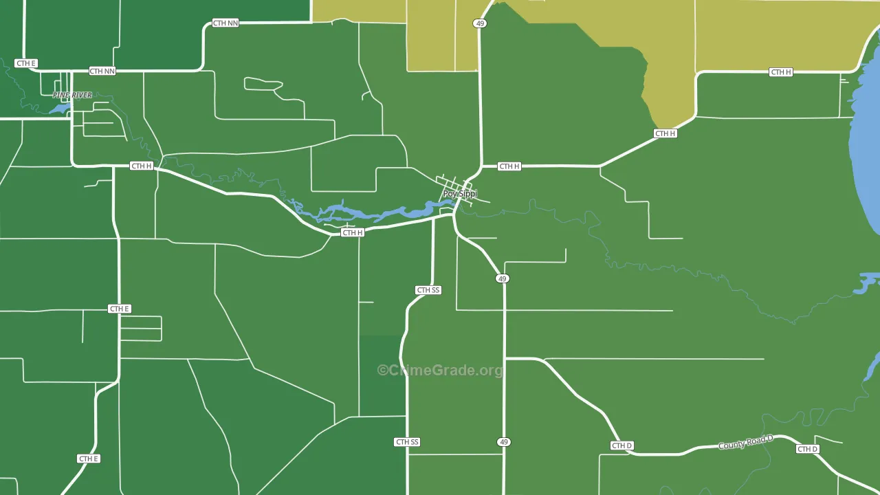 Poy Sippi, WI Map of Theft Rates
