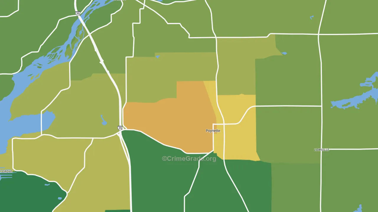 Poynette, WI Map of Theft Rates