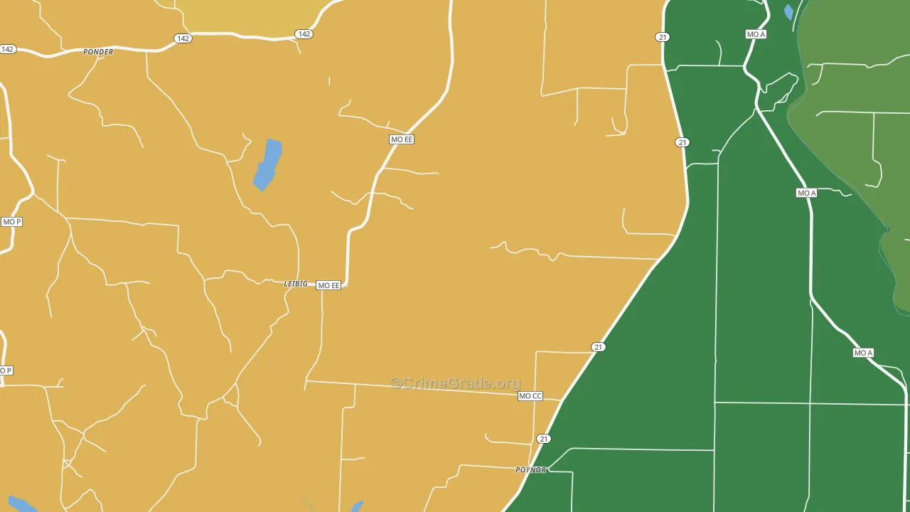 Poynor, MO Map of Theft Rates
