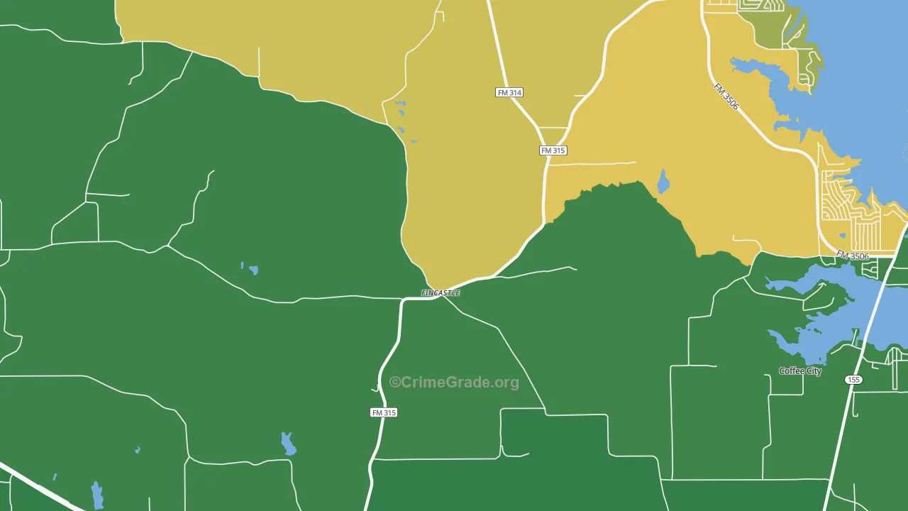 Poynor, TX Map of Theft Rates