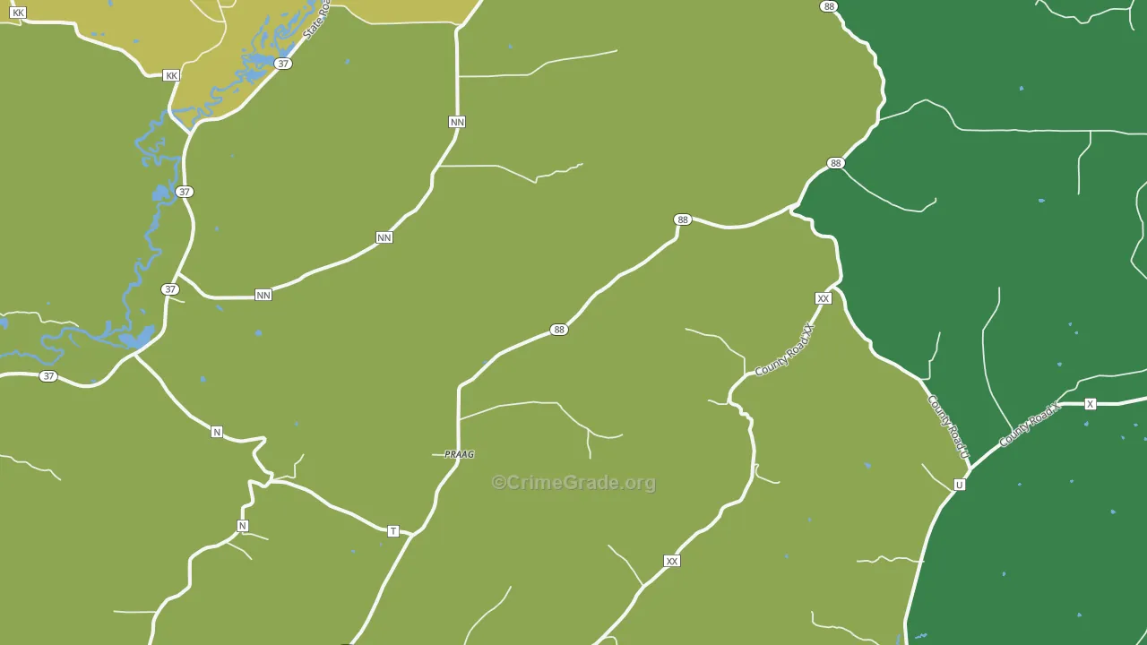 Praag, WI Map of Theft Rates