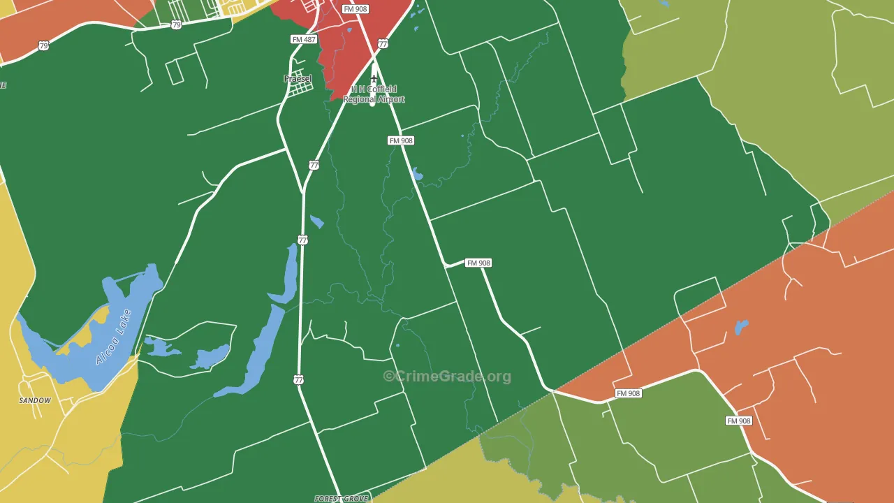 Praesel, TX Map of Theft Rates
