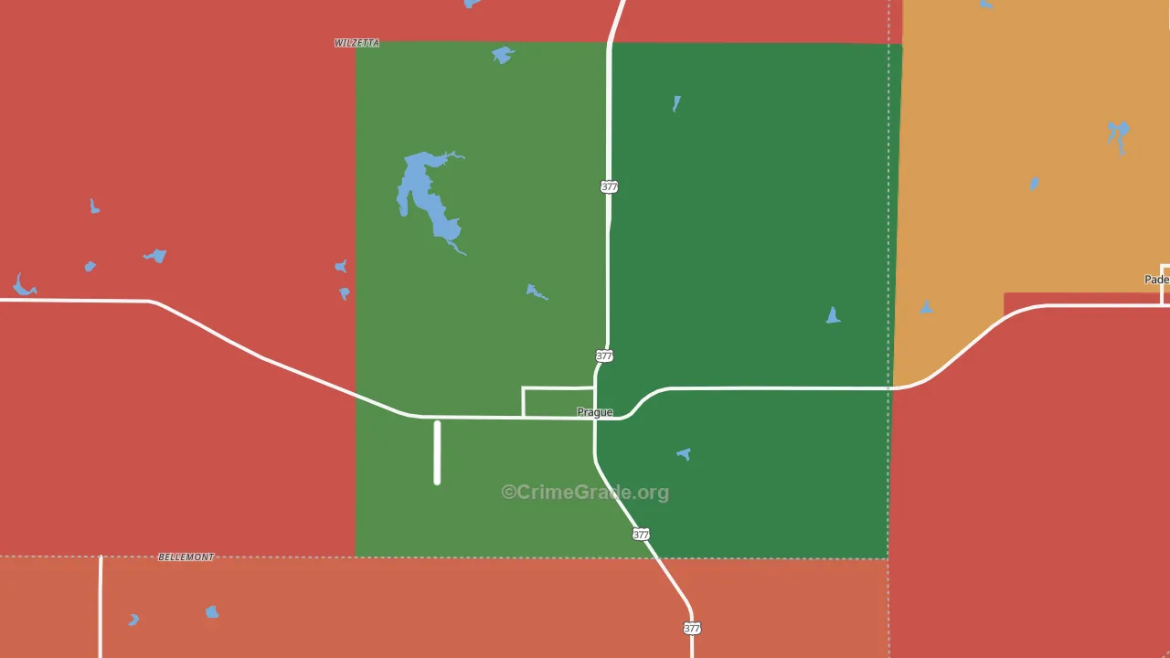 Prague, OK Map of Theft Rates
