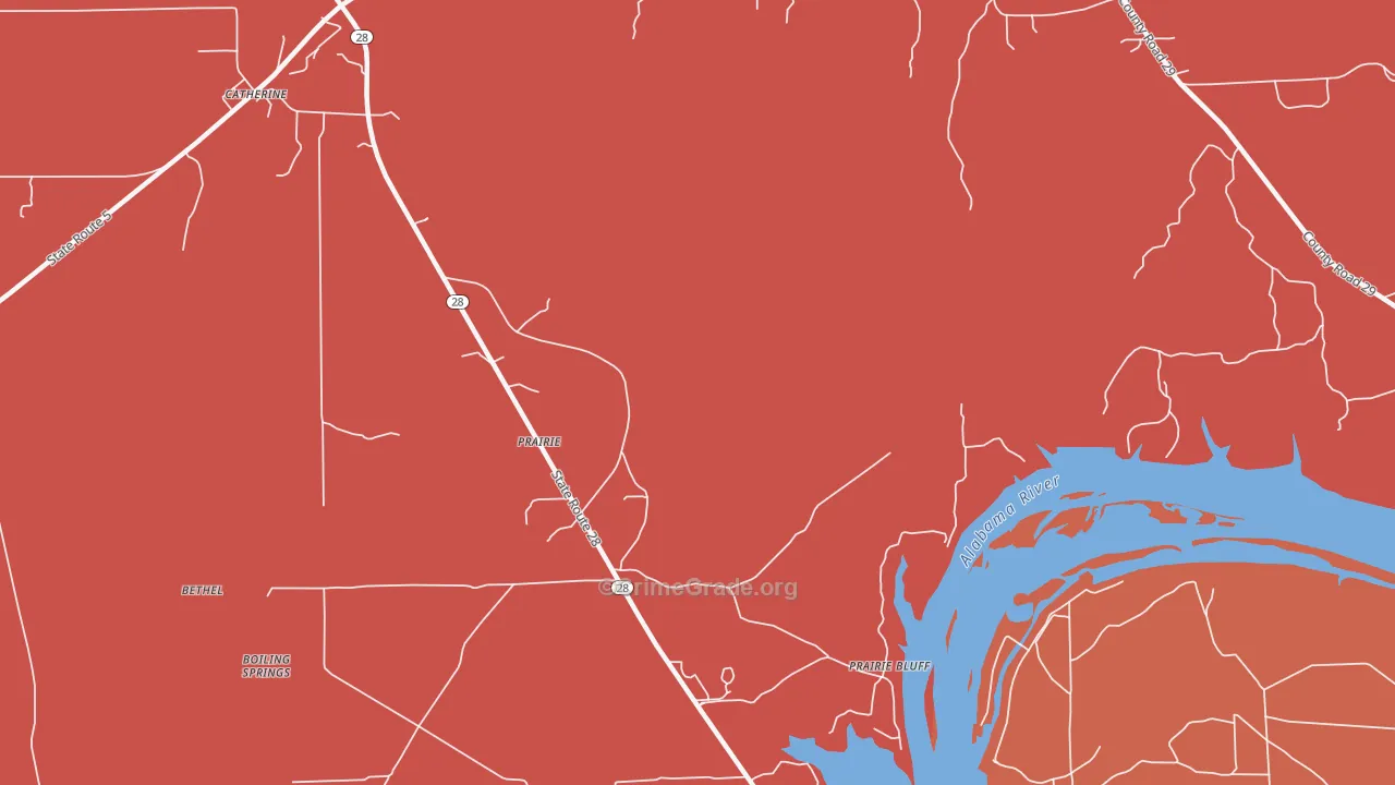 Prairie, AL Map of Theft Rates