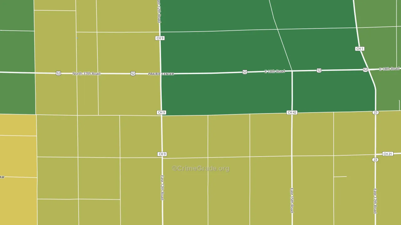 Prairie Center, IL Map of Theft Rates