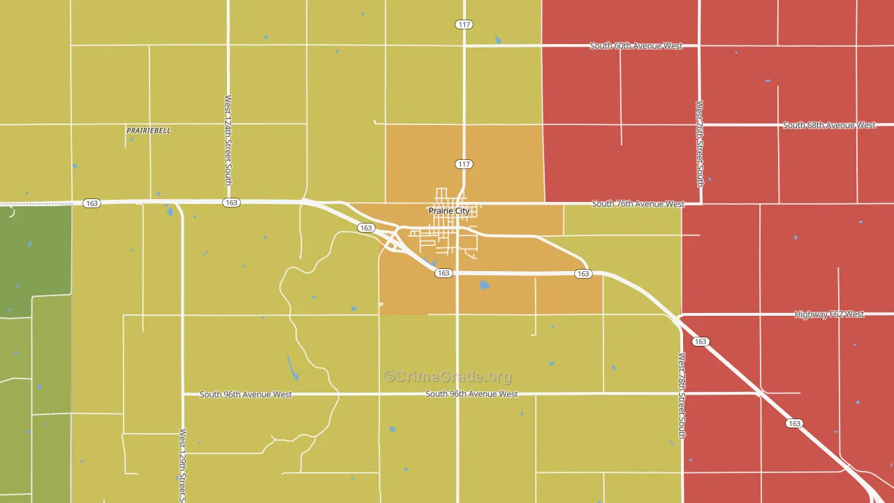 Prairie City, IA Map of Theft Rates
