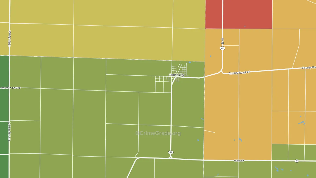 Prairie City, IL Map of Theft Rates