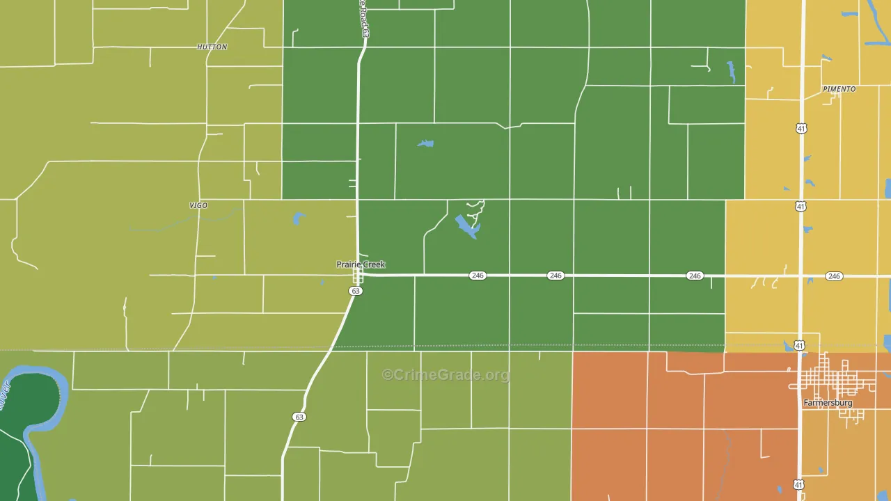 Prairie Creek, IN Map of Theft Rates