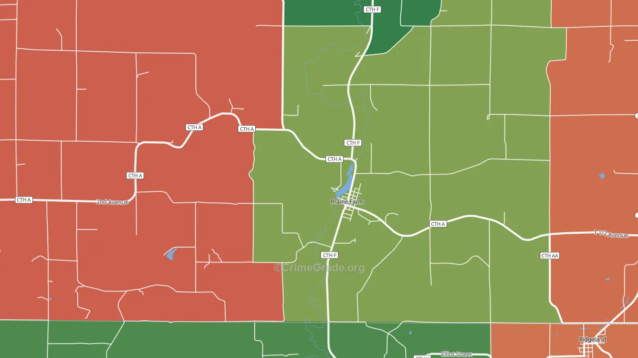 Prairie Farm, WI Map of Theft Rates