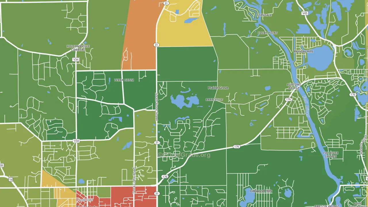 Prairie Grove, IL Map of Theft Rates